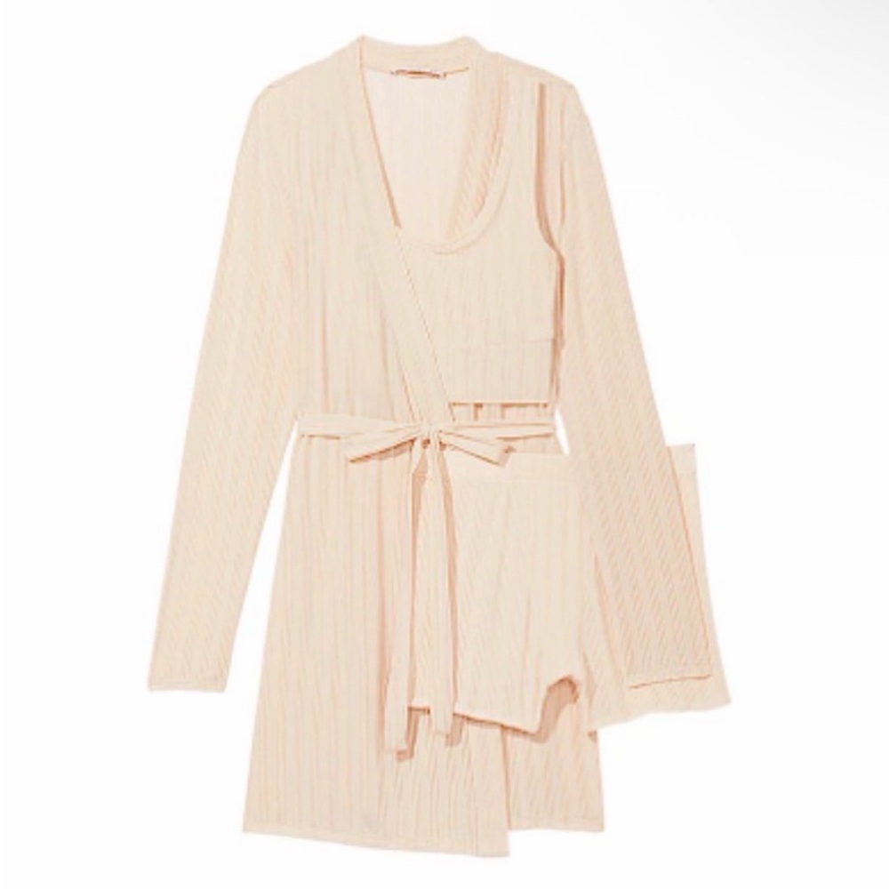 Victoria’s Secret Luxe Modal Light Pink Ribbed Robe & Tank Set